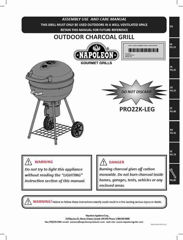 Napoleon Grills Charcoal Grill PRO22K-LEG-page_pdf